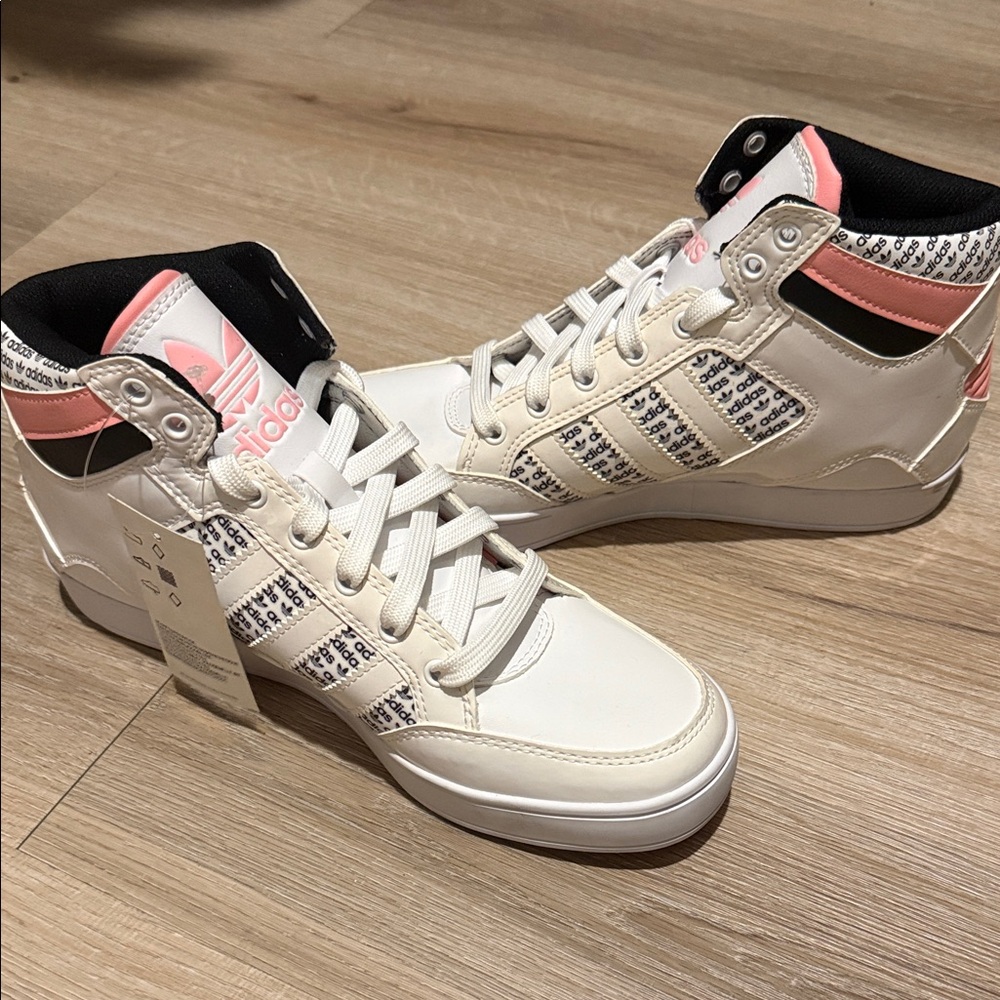 Adidas Women's White and Pink Patterned Sneakers